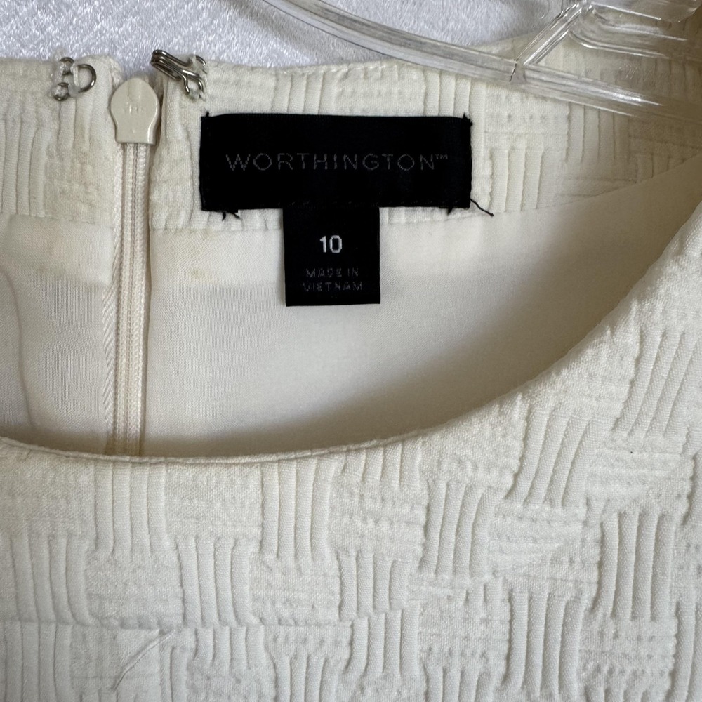 Worthington Dress Womens 10 Sheath Textured Cap Sleeve Elegant Career Work - Picture 4 of 4